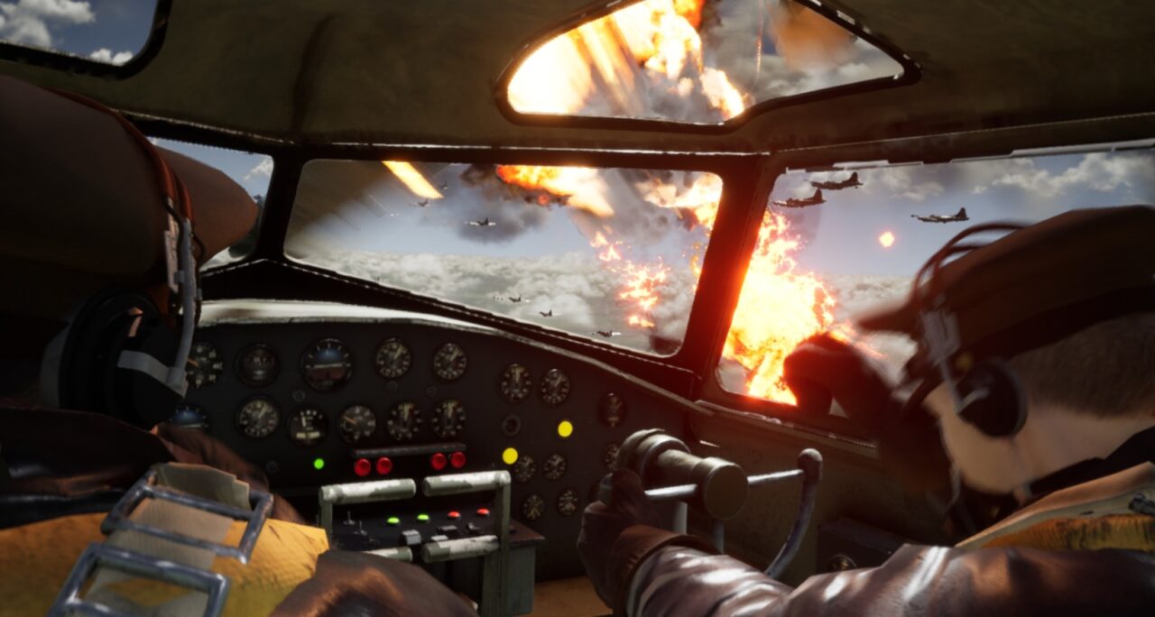 High-speed aerial battles were visualized from inside the cockpit.